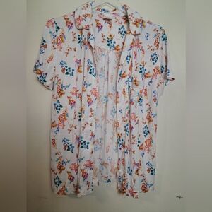 Soma Short Sleeve Cool Nighta Grosgrain Floral Pajama Lounge  Shorts Set Medium